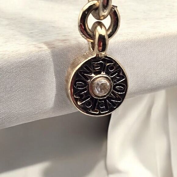 Red Coral and Rhinestone Vintage Signed Monet Pendant Necklace - Picture 6 of 6